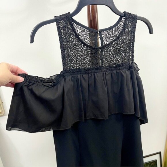 TRINA TURK Lauren Black Lace Cold Shoulder Sheath Mini Dress in Black 8 - Picture 7 of 12